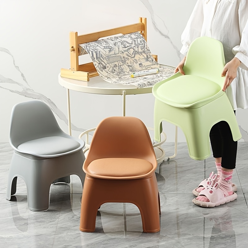 Plastic Circular Stool, Household Chair with Backrest, Small Stool, Durable, Portable, Suitable for Living Room