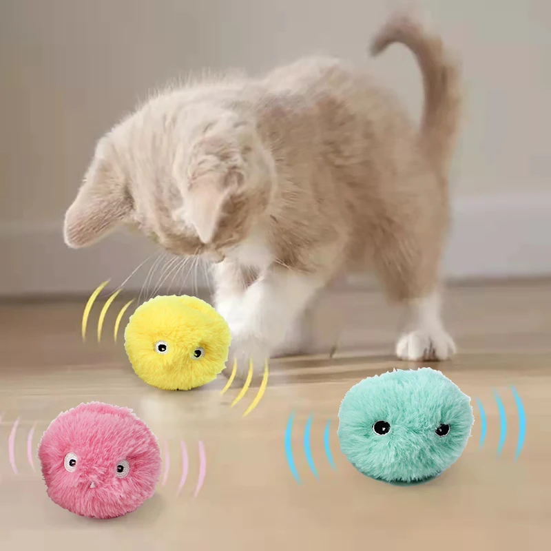 Interactive Electric Catnip Toy for Kittens Plush, Squeaky Ball with Sound Motion