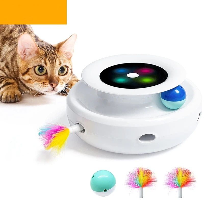 2-in-1 Automatic Interactive Cat Toy with Feather and Ball