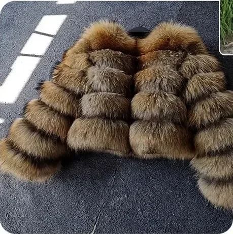 2024 Luxury Faux Raccoon Fur Coat | Premium Fluffy Winter Jacket & Thick Warm Furry Outerwear System