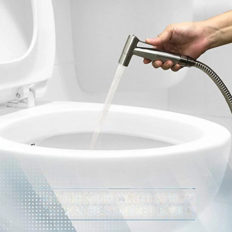 Stainless Steel Portable Toilet Spray Gun, Bathroom Flushing Device, Outdoor Cleaning Booster for Seat