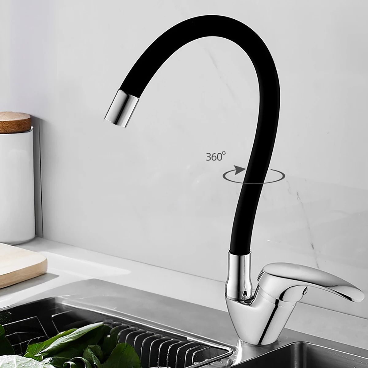 Flexible Rotating Kitchen Faucet with Hot and Cold Water Mixer