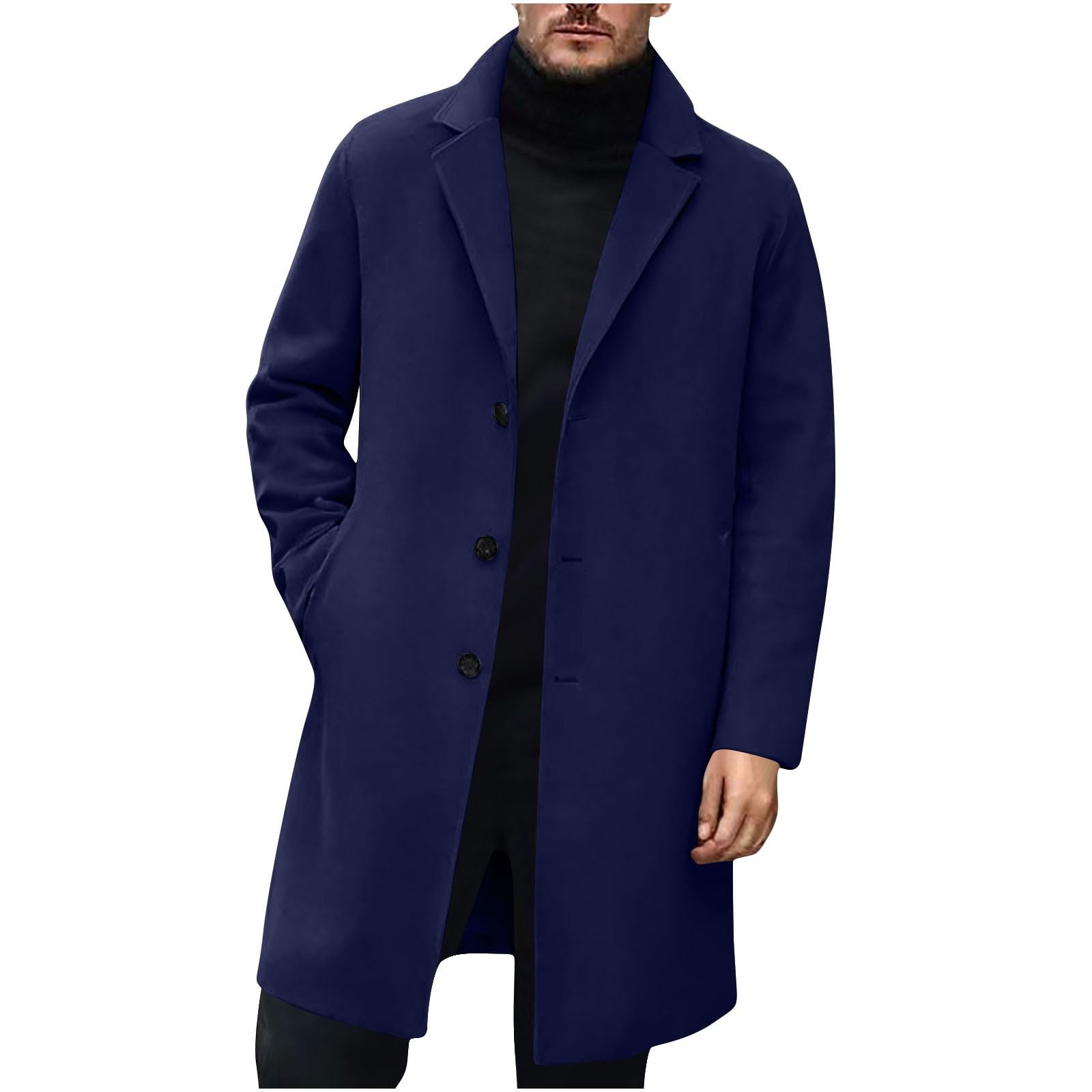 High Quality Men's Wool Jacket Luxurious Brand Clothing, Men Wool Blends Coats Trench Pea Coat, Spring Winter