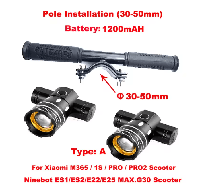 LED USB Rechargeable Scooter Headlight