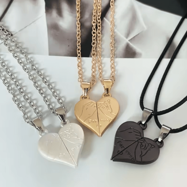 HeartbeatUnion Magnetic Couple Pendant Necklace – Electrocardiogram Heart Jewelry Gift Set