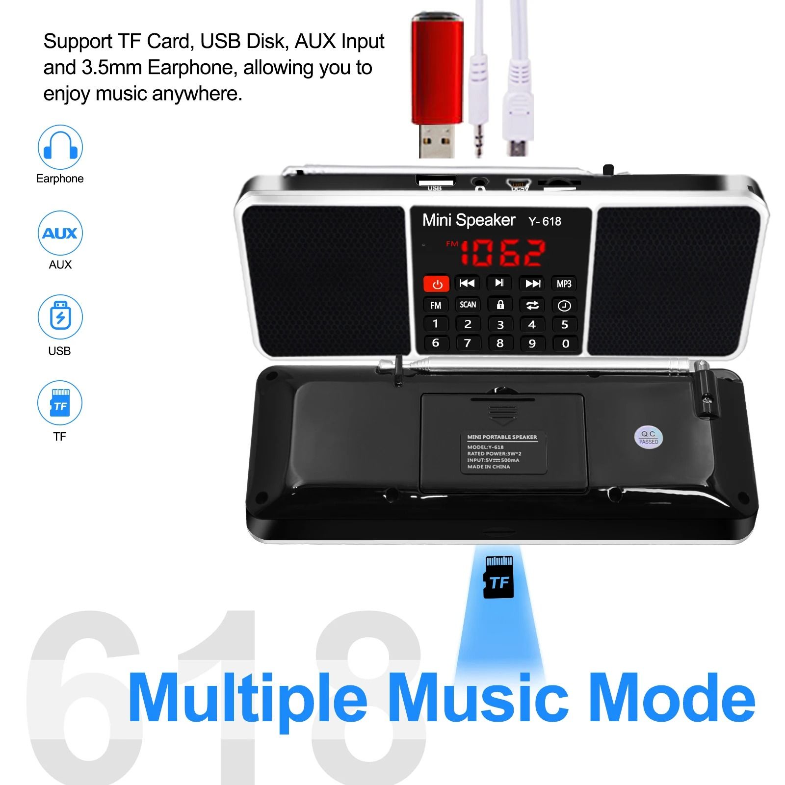 Lefon Digital FM Radio Receiver with MP3 Player and LED Display