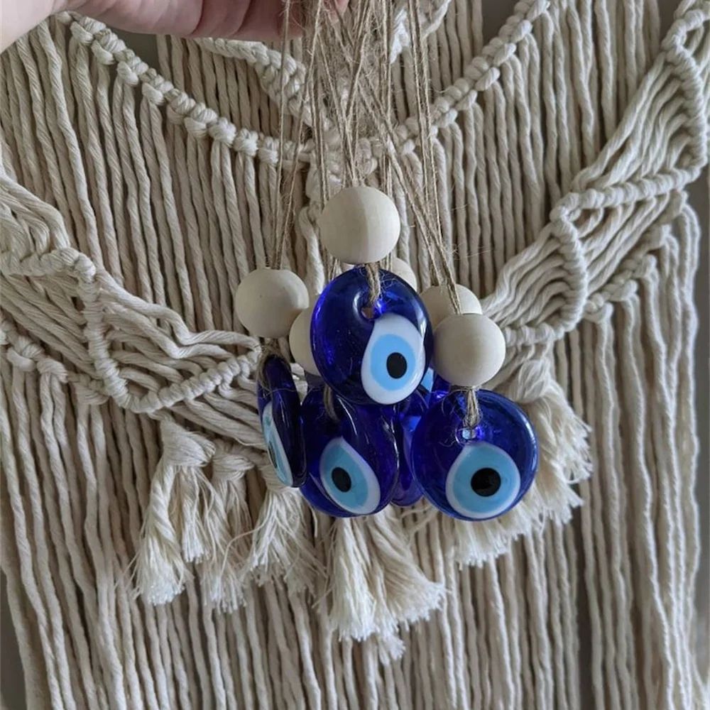 Turkish Evil Eye Wall Hanging Decor – Blue Glass Protection Charm Home Gift