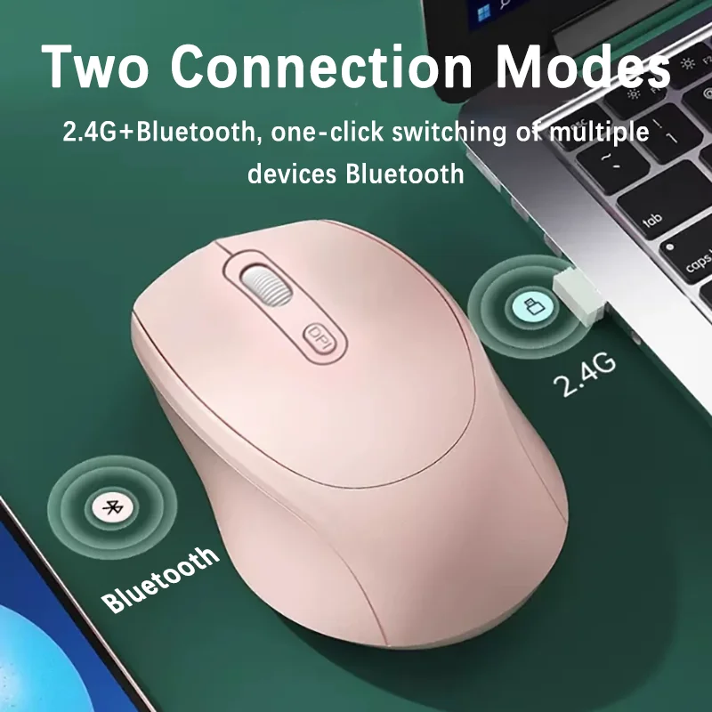 Bluetooth-Compatible Ergonomic Wireless Mouse with Dual Mode, USB Receiver for Laptop PC Notebook
