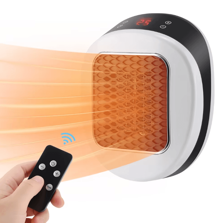 Portable PTC Wall Plug Heater – Adjustable Temperature Electric Space Heater for Bathroom & Living Room