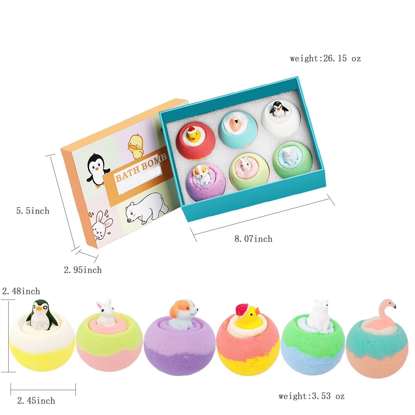 FunFizz Kids Bath Bombs with Surprise Toys 6 Pack Gift Set