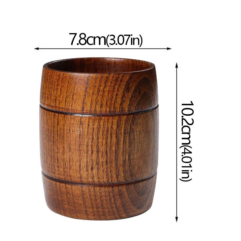 Handcrafted Jujube Wood Mug – Natural Wooden Coffee Cup with Ergonomic Handle