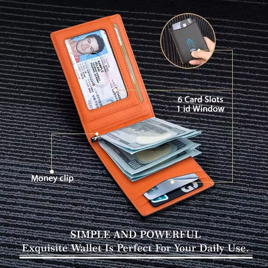 Slim RFID-Blocking Smart Wallet with Money Cli