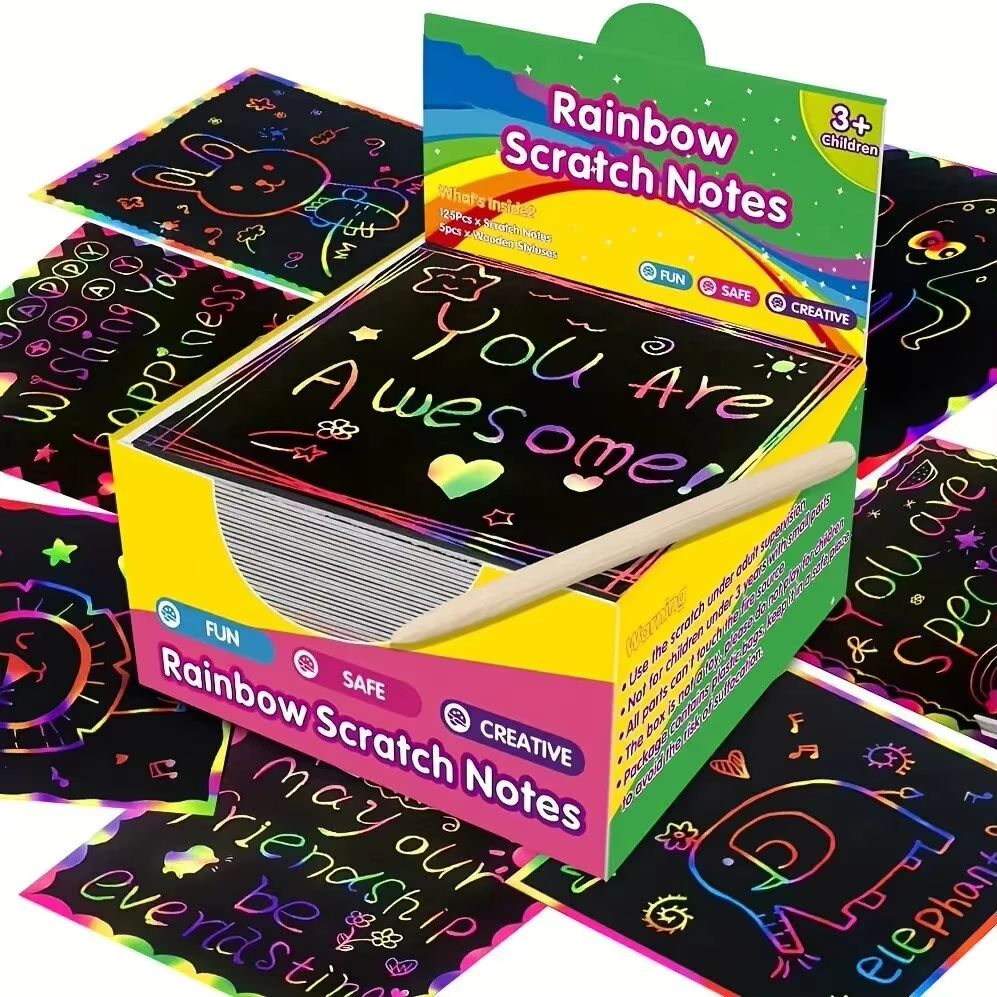 Dazzling Scratch Painting Interactive Art Kit with Note Cards Parent-Child Creative Toy