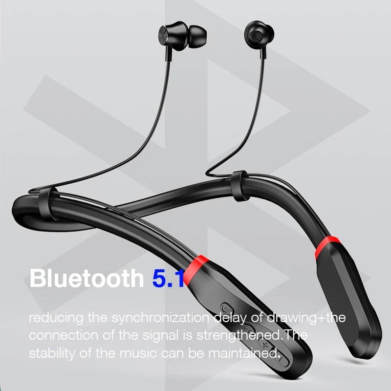 Eardeco 200 Hour Bluetooth Neckband Headphones with Bass and Mic