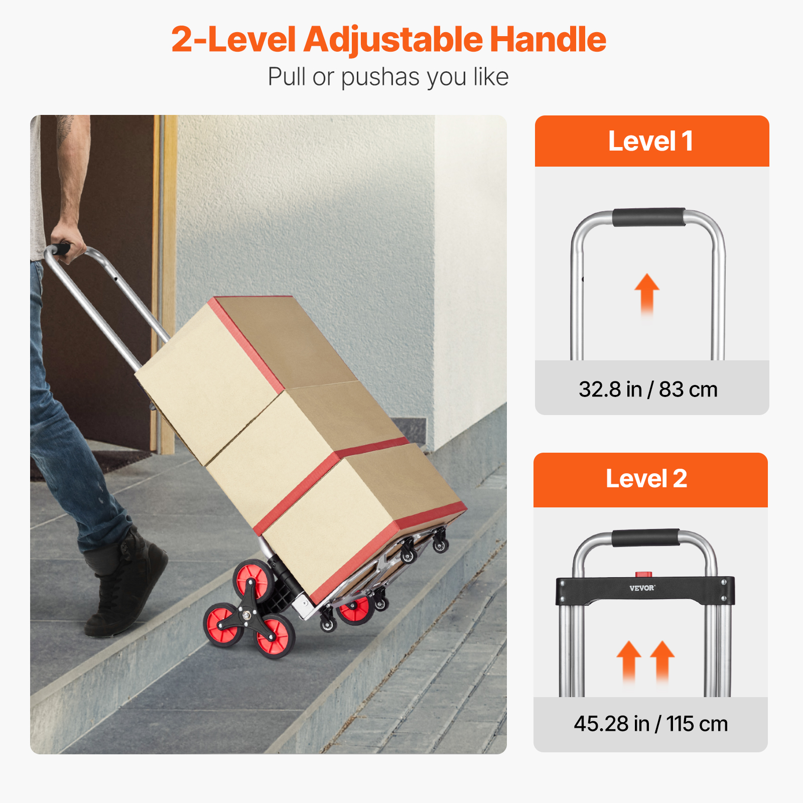 Stair Climbing Cart Folding Hand Truck with Telescoping Handle