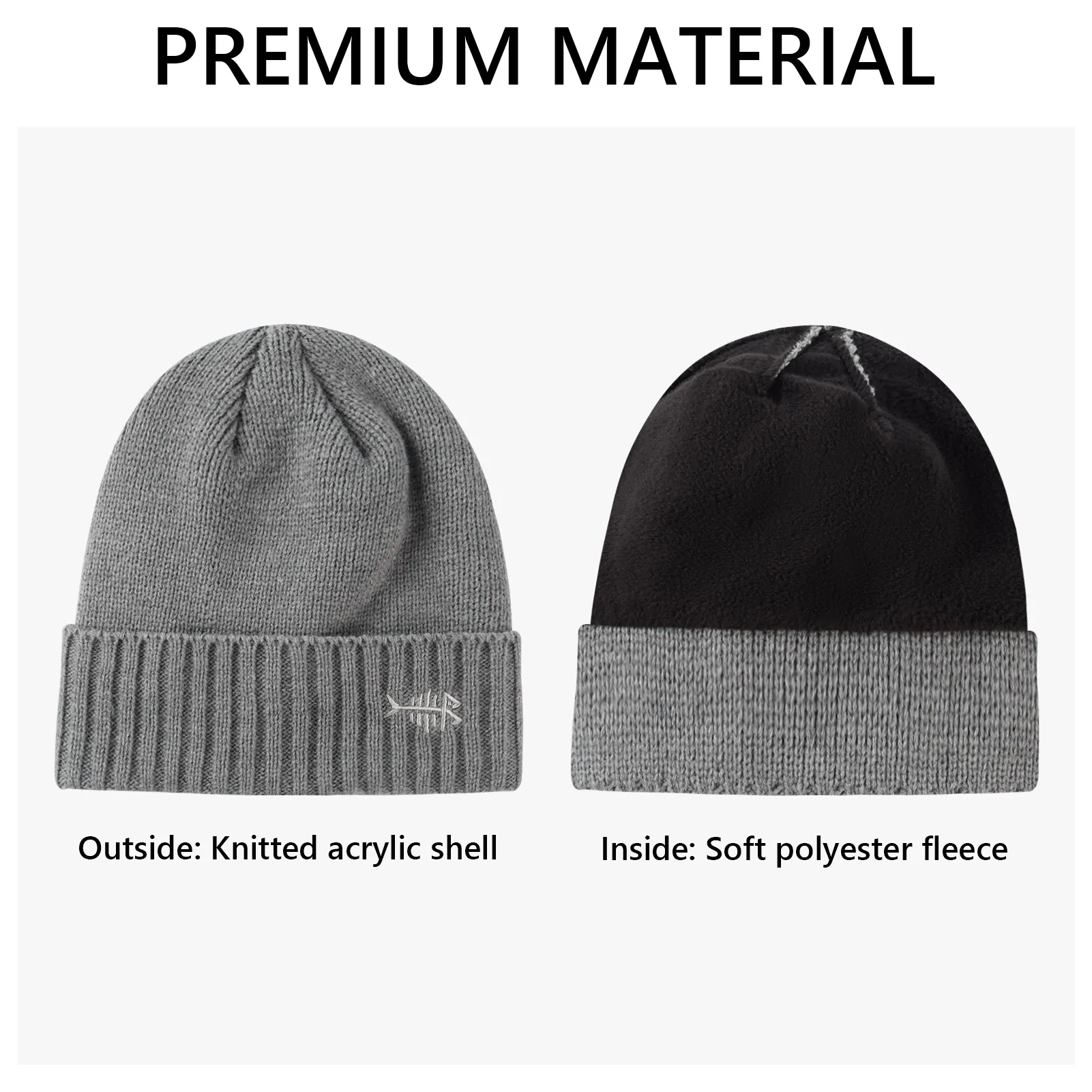 Winter Beanie Hats with Fleece Lining Thick Warm for Men Women Stretchy Fit Unisex Cuffed Knit Hat