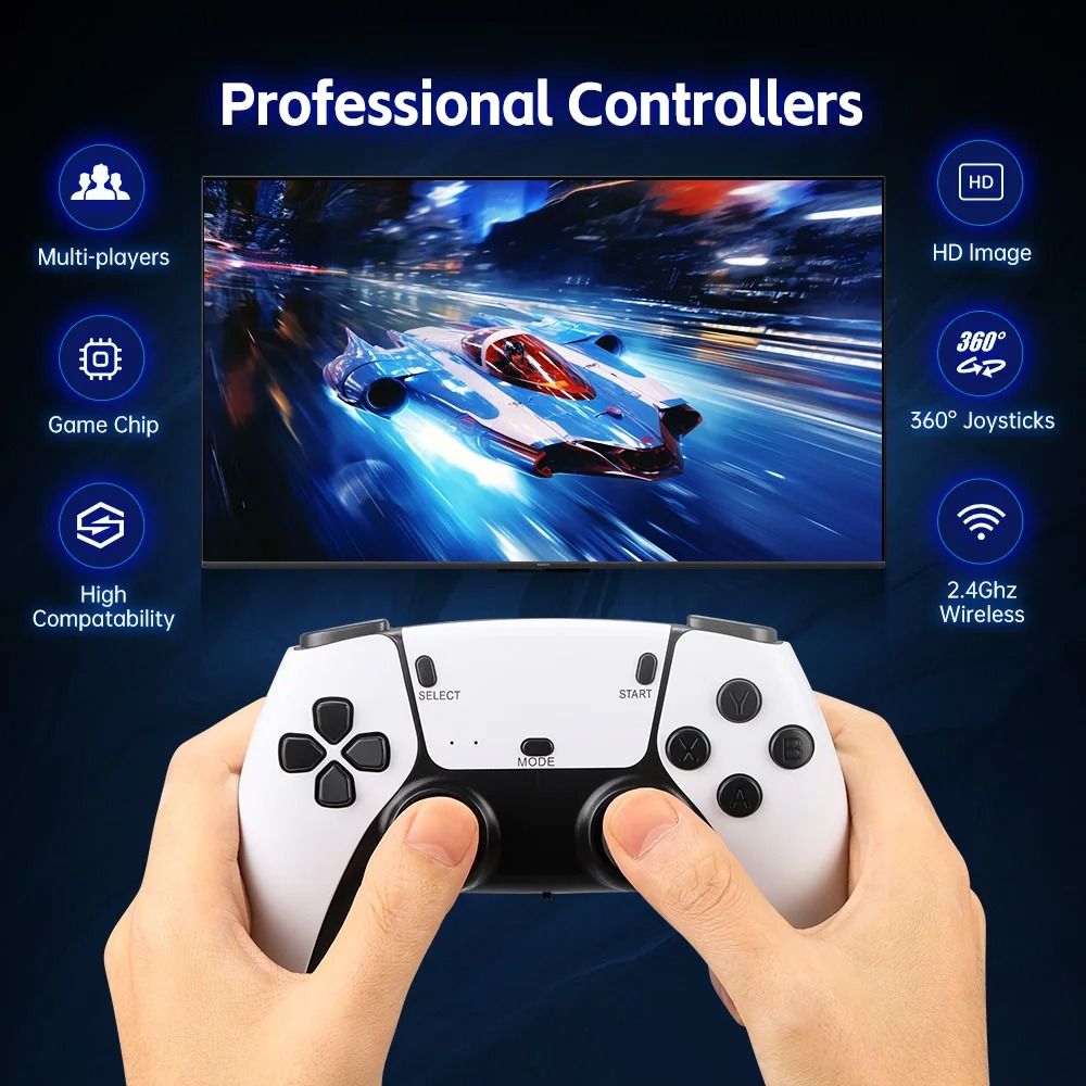 4K Ultra HD Retro Game Stick – 20,000+ Classic Games with Dual 2.4G Wireless Controllers
