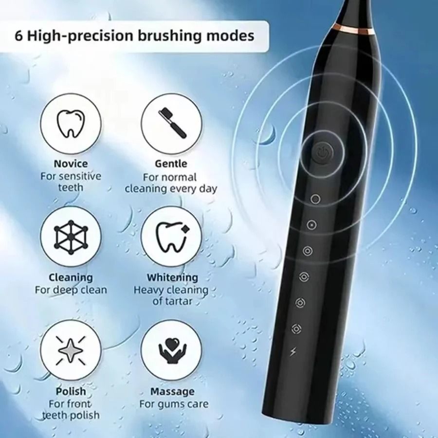 Electric Ultrasonic Toothbrush Six Speed Mode USB Charging Waterproof Adult Tooth Cleaner Couple Set