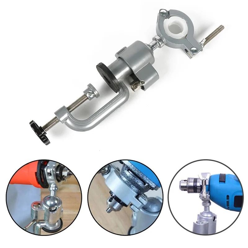 360 Degree Swivel Table Vise Drill Stand Holder Aluminum Alloy Tool Bracket