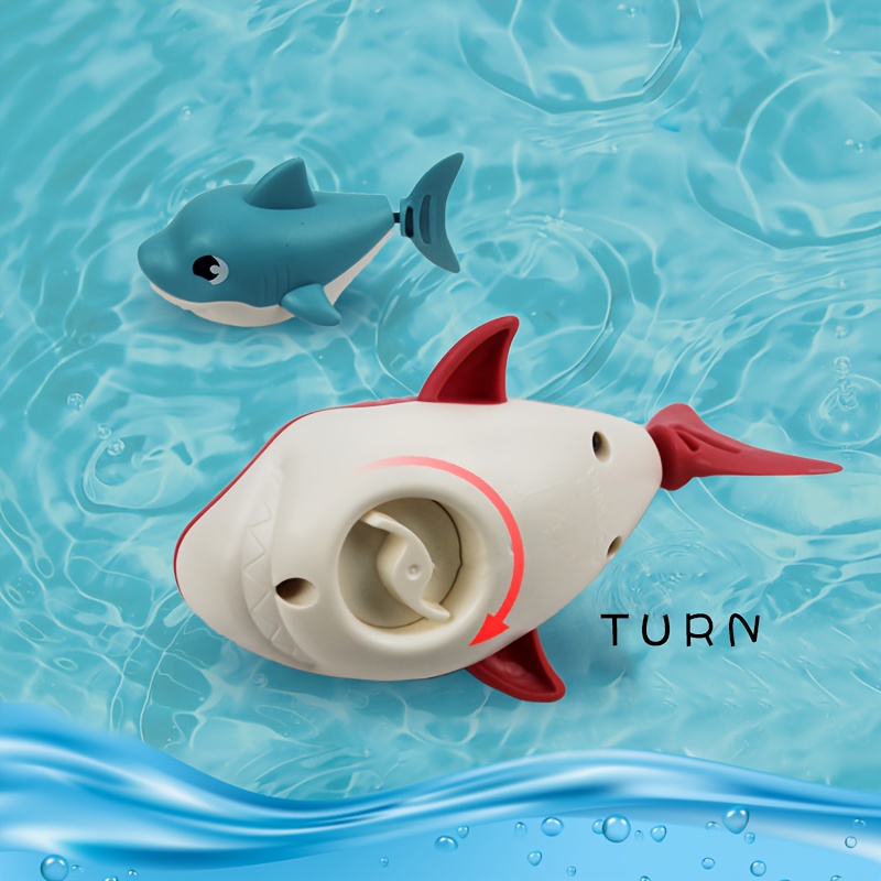 Summer Cartoon Shark Baby Water Play Toy with Wind Up Chain Bath Shower Toy for Outdoor Fun
