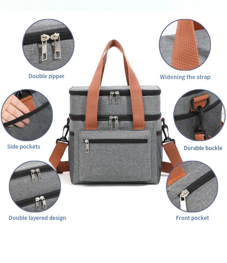 Double Layer Large Capacity Thermal Lunch Bag