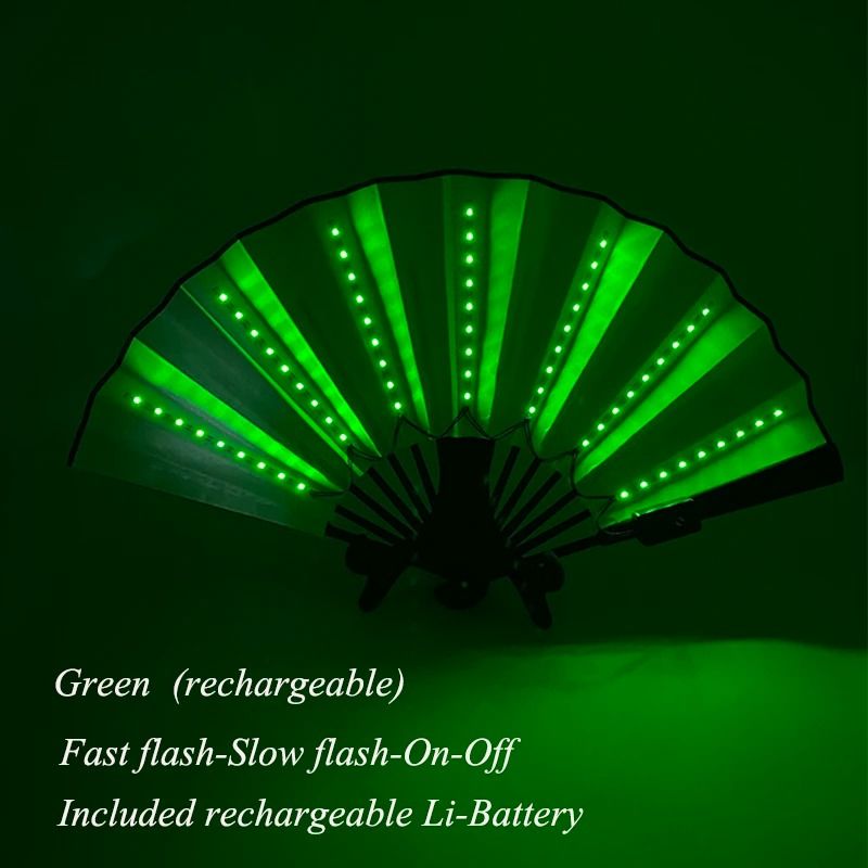 LED Folding Fan Light Up Hand Fan Glowing Party Festival Fan