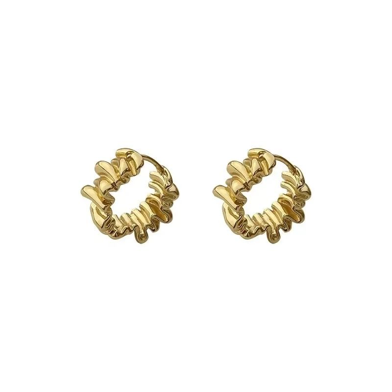 Personality Irregular Wavy Pleated Hoop Earrings