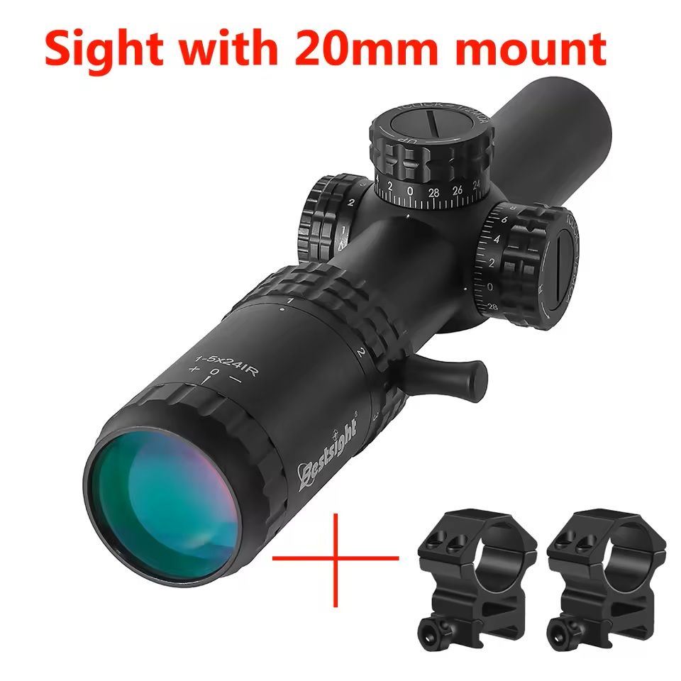 1-5x24 Tactical Rifle Scope with Red and Green Illuminated Reticle