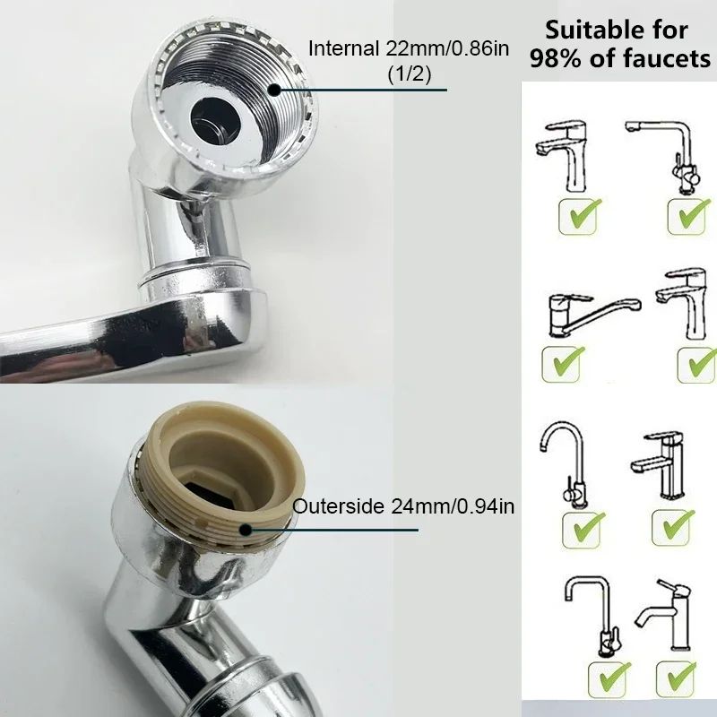 FlexFlow 1080° Rotatable Faucet Sprayer Head – Universal Tap Extender with Dual Spray Modes