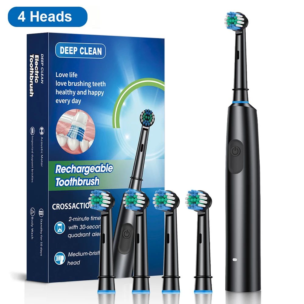 Rechargeable Electric Toothbrush with 8 Soft Brush Heads