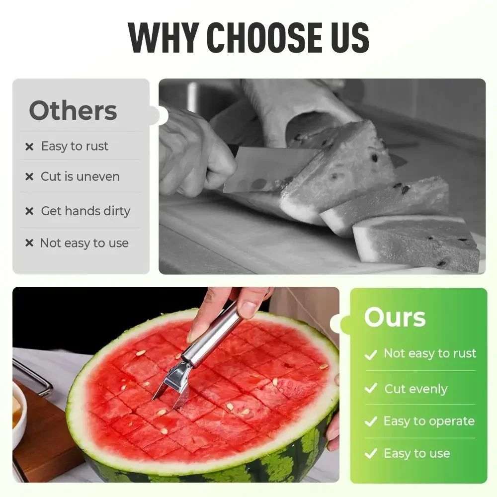 ProCut Stainless Steel 2-in-1 Watermelon Cutter & Fruit Slicer Tool