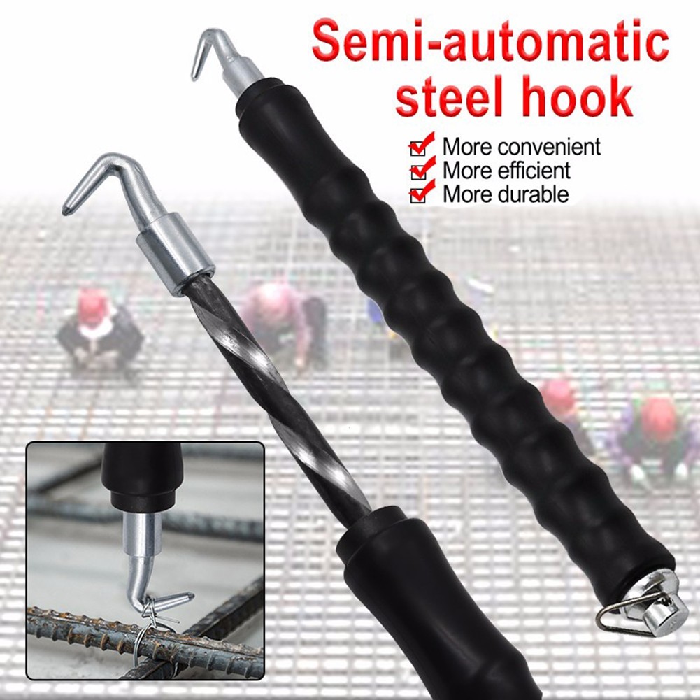 Tie Wire Twister Rebar Straight Hook, Automatic Iron Hook for Fence & Construction, Durable Hand Tool Supplies
