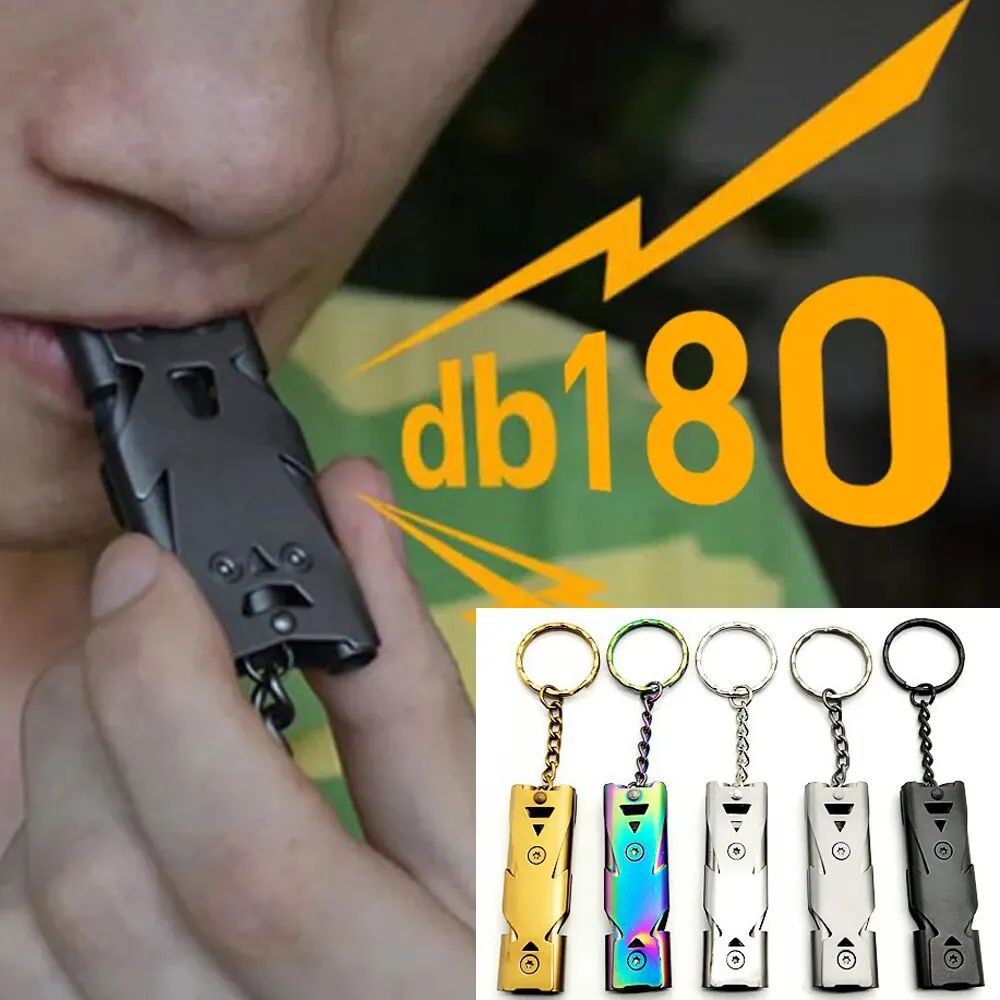 Double Pipe High-Decibel Survival Whistle Keychain Outdoor Tool
