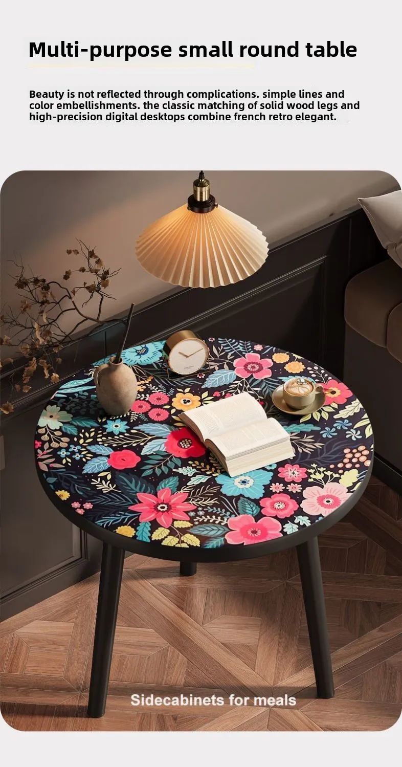 Mandala Wooden Round Side Table