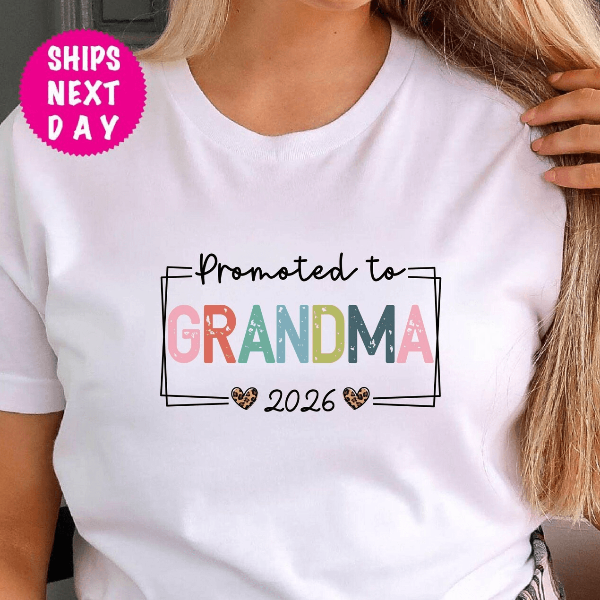Promoted To Grandma Shirt Pregnancy Reveal Gift Tee