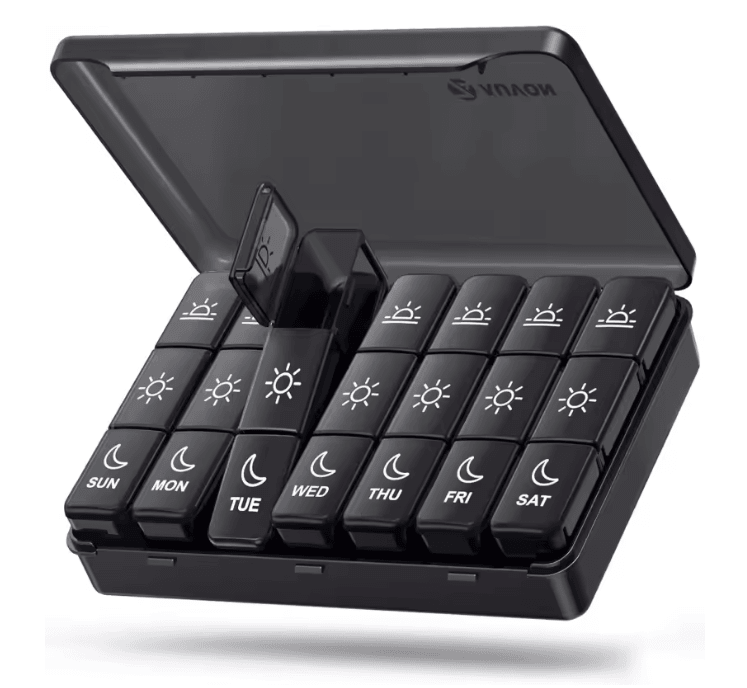 Weekly Pill Organizer 21 Compartment Portable Medicine Box