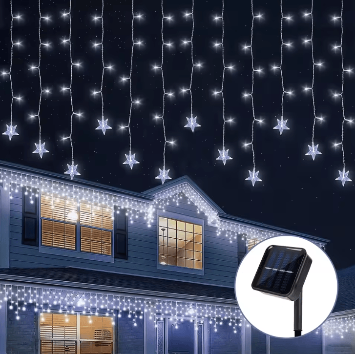 Solar 96 LED Ice Crystal String Lights – Outdoor Fairy & Party Decoration