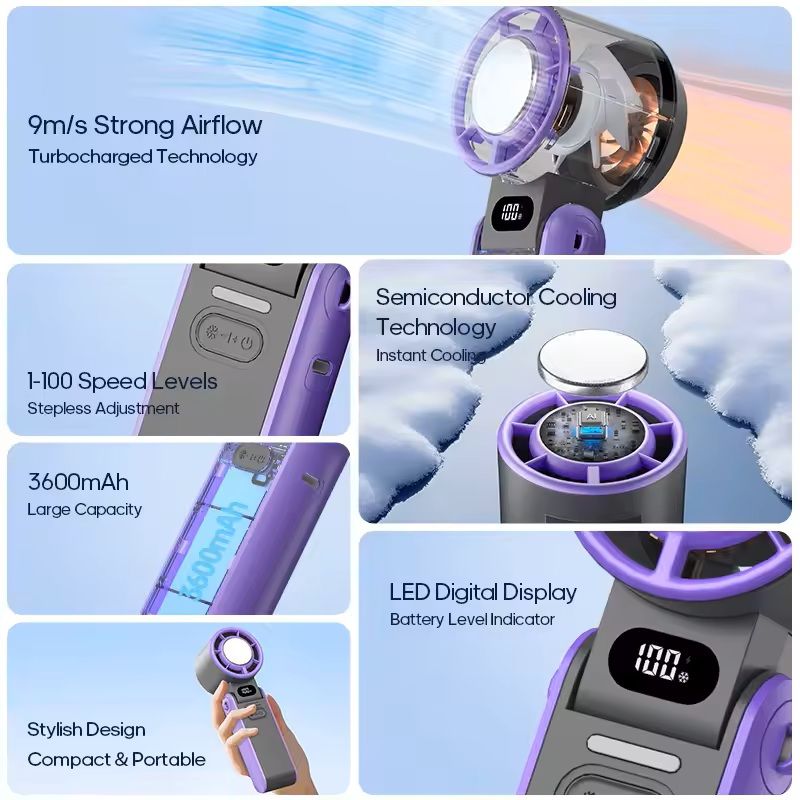 Portable Handheld Fan Rechargeable Mini Cooling Turbo Fan