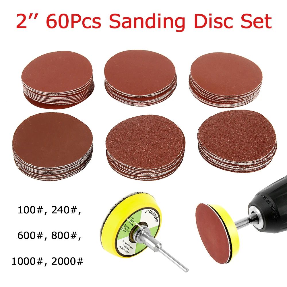 60 Piece Polishing Pad Set Sanding Discs Kit for Drill and Rotary Tools