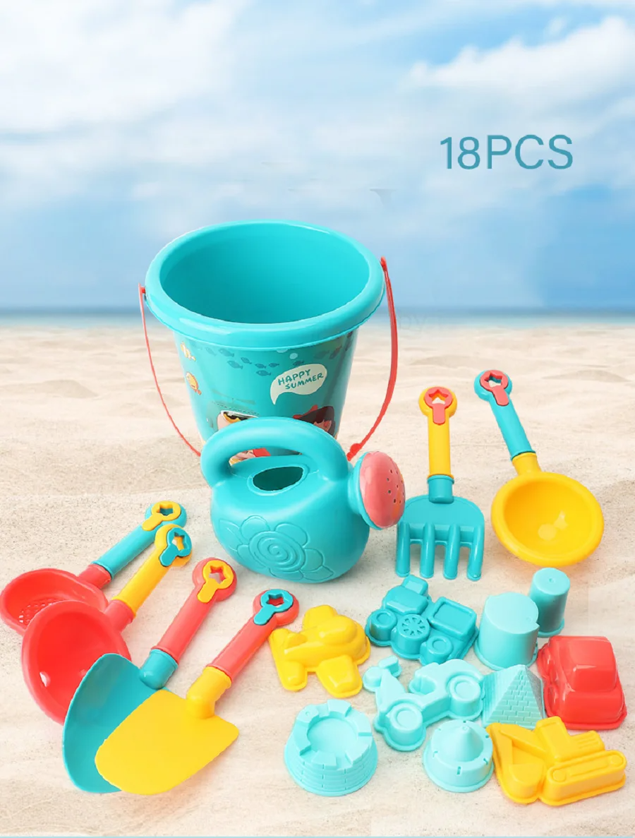Kids Beach Toy Set Sand Play Kit with Bucket Shovel and Molds