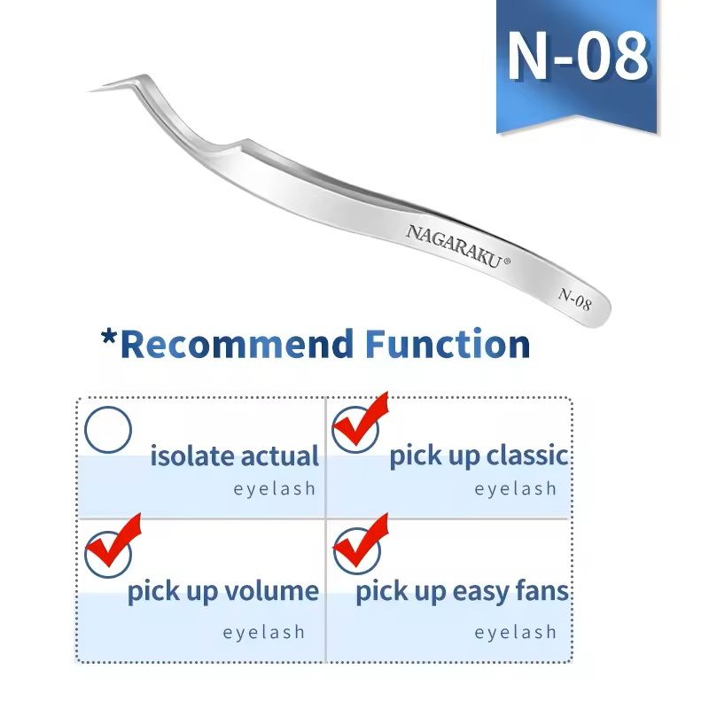 Womens Stainless Steel Eyelash Extension Tweezers