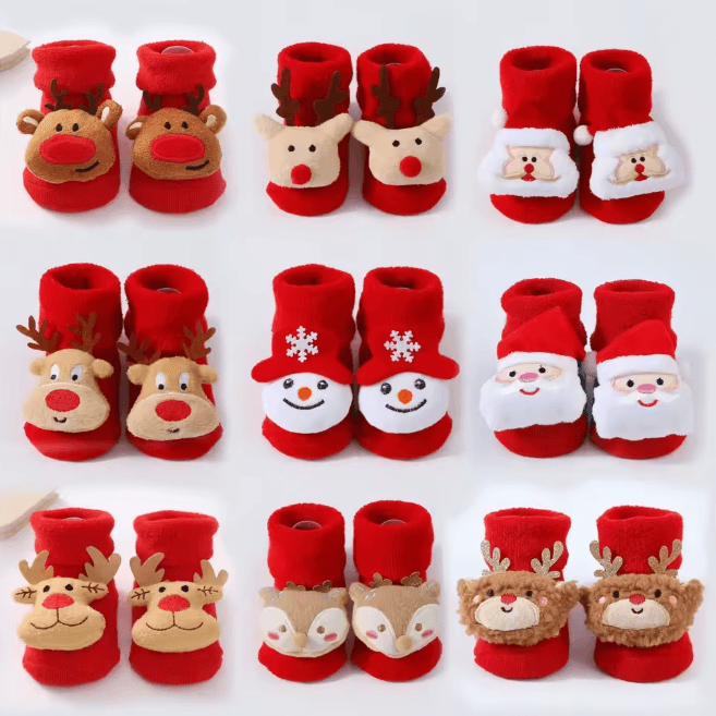 CozySnow Christmas Baby Socks Warm Knitted Snowman and Deer Mid Socks