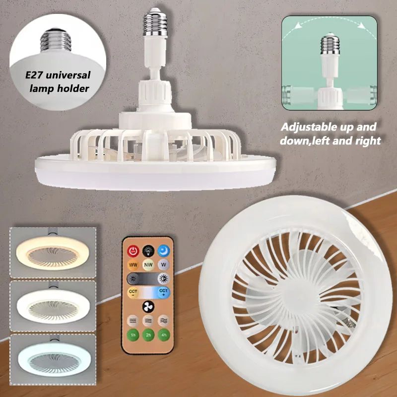 2-in-1 Ceiling Fan Lamp with Adjustable 3-Speed Fan and Dimmable E27 LED Light