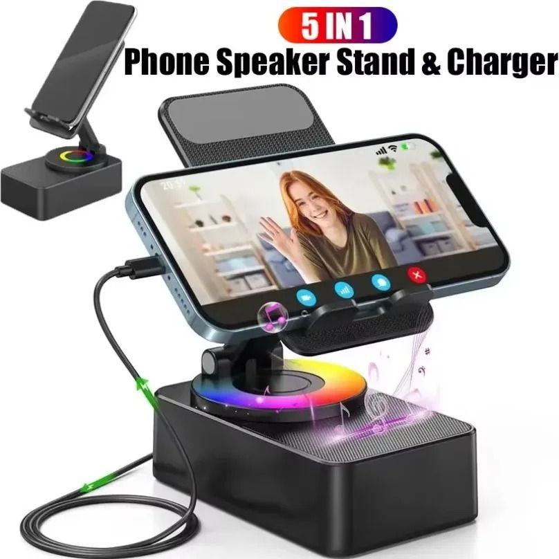 Wireless Bluetooth Speaker with Phone Holder and Power Bank