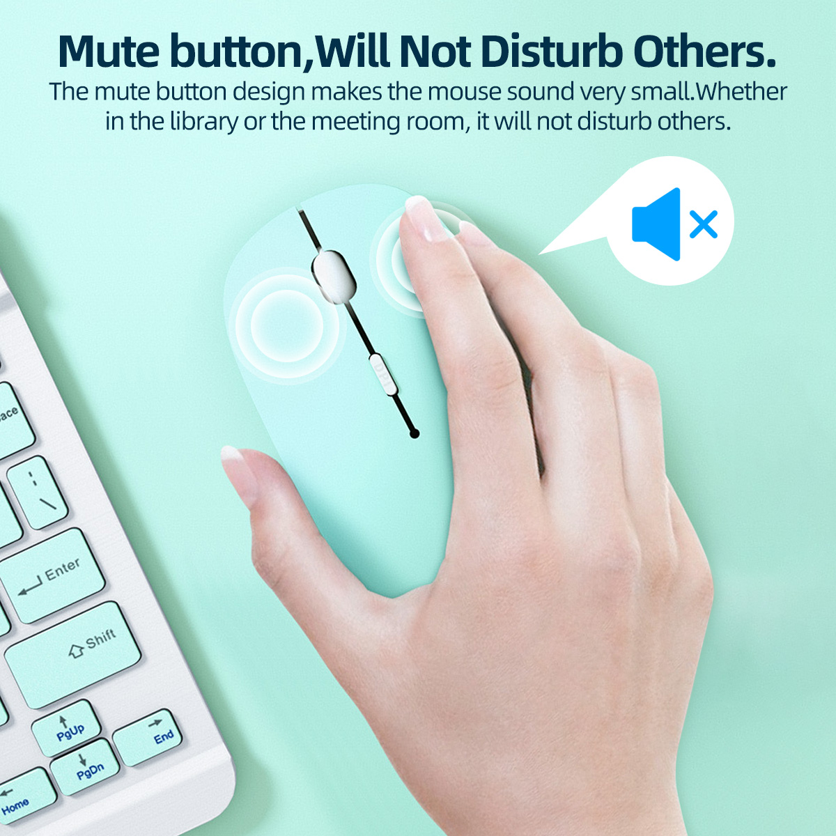 Wireless Bluetooth Mouse for iPad, Samsung MatePad, Android Windows Tablet, Battery-Powered Mouse for Laptop & Notebook