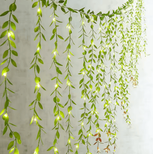 Artificial Ivy Garland with LED Lights – Fake Hanging Plants for Wall Decoration
