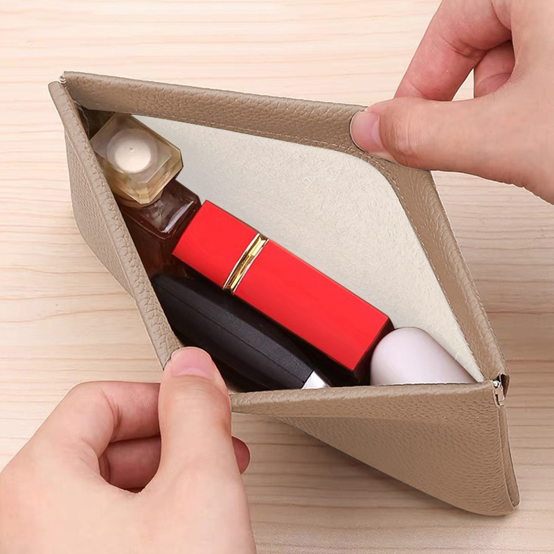 Passport Driver's License ID Holder, Self-Closing Artificial Leather Long Wallet, Headphone Data Cable Storage Pouch