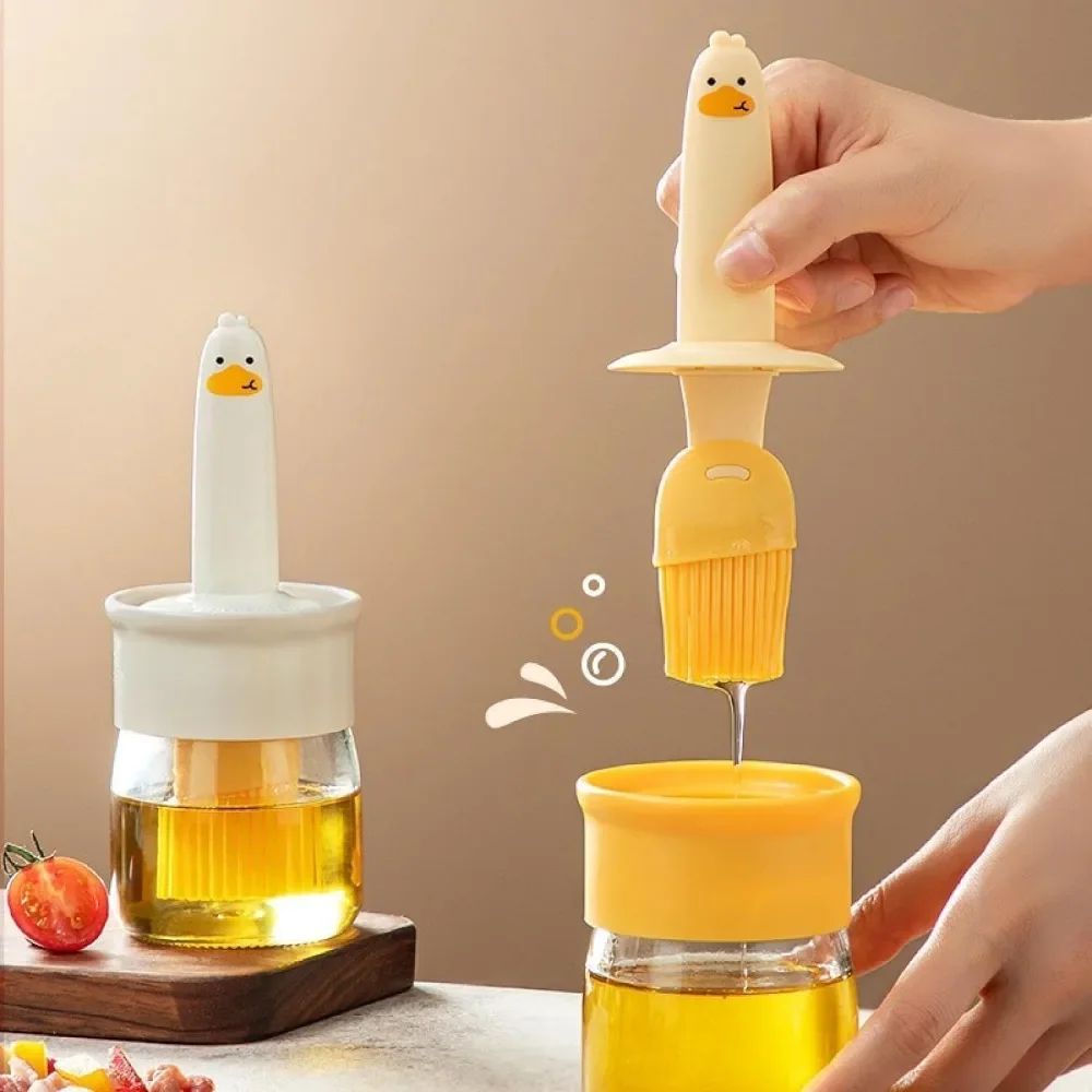 2-in-1 oil dispenser bottle with brush, Heat-Resistant Silicone Basting Brush & Mess-Free cooking oil bottle