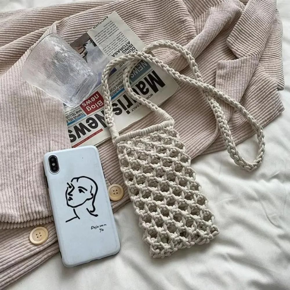 Hollow Out Woven Crochet Phone Crossbody Bag