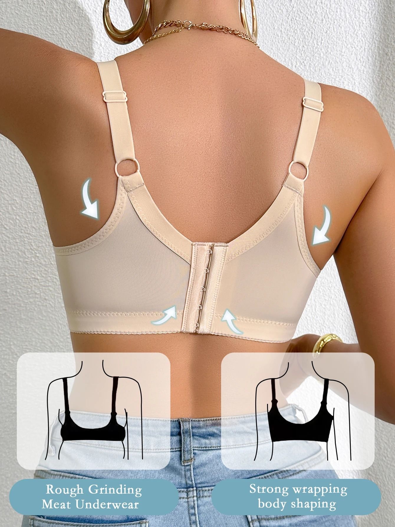 Sexy Women's Lace Splicing Underwire Push-Up and Side Breast Minimizing Bra